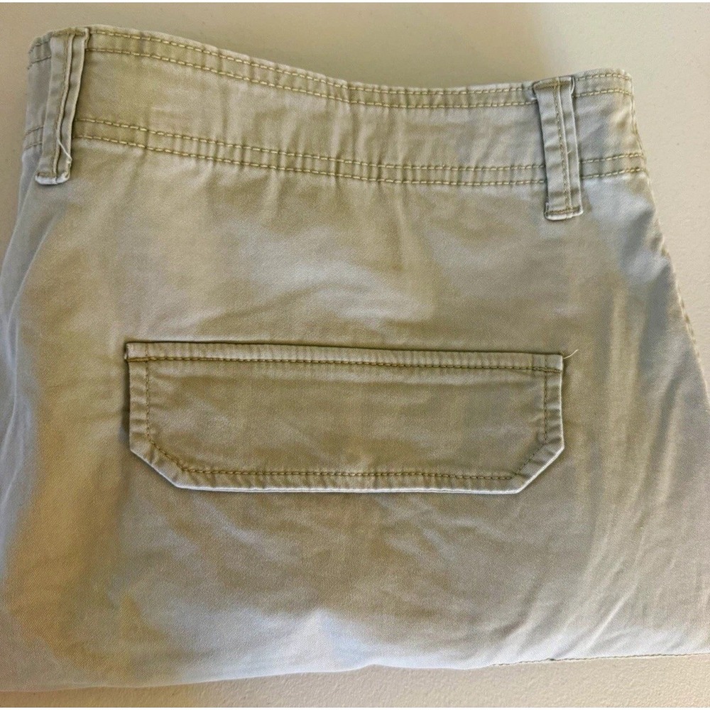 George Men's Beige Cargo Shorts Cotton 44x9 Canvas Stretch Zip Flat Front